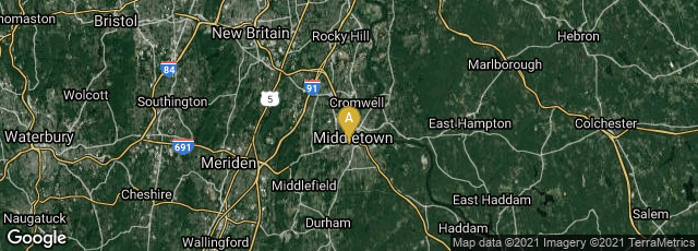 Detail map of Middletown, Connecticut, United States
