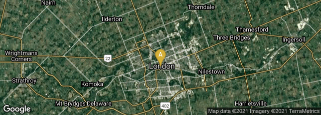 Detail map of London, Ontario, Canada