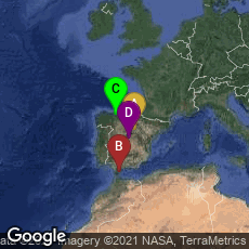 Overview map of Berlanga de Duero, Castilla y León, Spain,Gibraltar, Gibraltar,Oviedo, Principado de Asturias, Spain,Madrid, Comunidad de Madrid, Spain