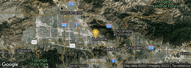 Detail map of Burbank, California, United States