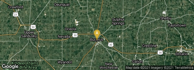 Detail map of Bucyrus, Ohio, United States
