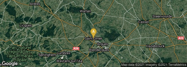 Detail map of Saint-Omer, Hauts-de-France, France
