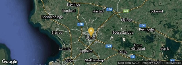 Detail map of Centrala staden, Lund, Skåne län, Sweden
