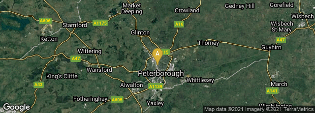 Detail map of Peterborough, England, United Kingdom