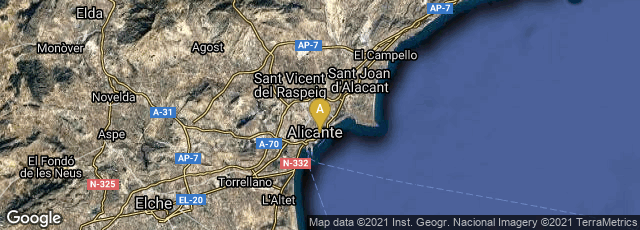 Detail map of Alicante (Alacant), Comunidad Valenciana, Spain