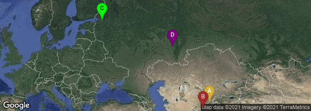 Detail map of Чилонзор тумани, Тошкент, Uzbekistan,Samarqand, Samarqand viloyati, Uzbekistan,Tsentralnyy rayon, Sankt-Peterburg, Russia,Ufa, Respublika Bashkortostan, Russia