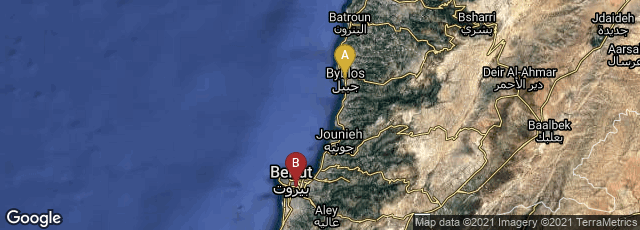 Detail map of Jabal Lubnan, Lebanon,Bayrut, Beirut Governorate, Lebanon