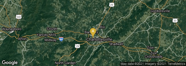 Detail map of Charlottesville, Virginia, United States