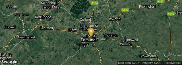 Detail map of The Great Churchyard, Bury Saint Edmunds, England, United Kingdom
