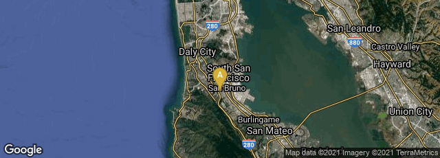 Detail map of San Bruno, California, United States