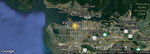 Detail map of Vancouver, British Columbia, Canada