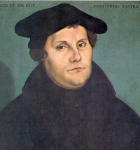  Martin Luther begins the Protestant Reformation in Germany in 1517, the spread of which is largely due to the mass availability of Luther's 95 Theses in German, making the movement of the Reformation 'one of the first in history to be aided by the printing press.' (View Larger)