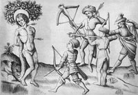 A rendition of the Martyrdom of St. Sebastian by the Master of Playing Cards, preserved at the Metropolitan Museum of Art in New York. (View Larger)