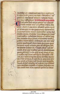A folio from MS 2085 of the Schoyen Collection, one of the twelve extant manuscripts of the letters of Abelard and Heloise. (View Larger)