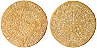 Sides A (left) and B (right) of the Phaistos Disc. (View Larger)