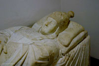 The effigy on pope Boniface VIII, carved into the white marble of his sarcophagus in Saint Peter's Basilica. (View Larger)