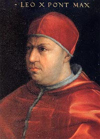 Pope Leo X, famous for later fighting Martin Luther's 95 theses, issued the strictest decree of papal censorship to date in 1515, with the aim of eliminating 'dangerous' texts which were causing evil to propogate 'from day to day.' (View Larger)