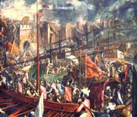 A depiction of the 1204 seizure of Constantinople by Palma le Jeune. (View Larger)