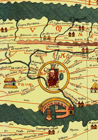 Rome and its vicinity, as depicted on a reproduction the Tabula Peutingeriana. (View Full Map - Very Large)
