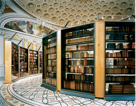 Bookshelves inside the Library of Congress