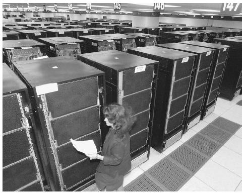 A technician monitors IBM
