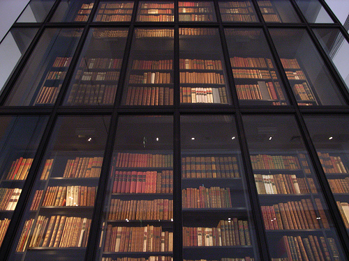 Bookshelves within the British Library