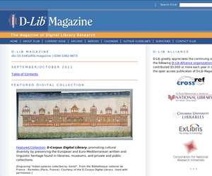 A screenshot of the D-Lib Magazine homepage