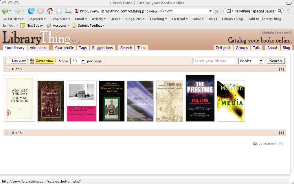 The LibraryThing homepage