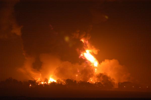 The Buncefield Fuel Depot fire, taken 10 minutes after the explosion