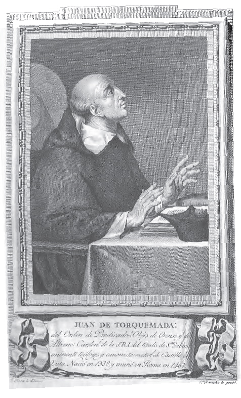 An engraved portrait of Juan de Torquemada from 1791. (Click on the image to view larger.)