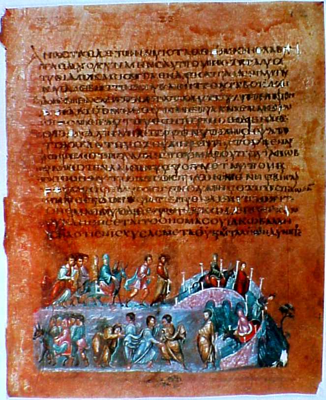 An illustration on folio 12v from the Vienna Genesis showing the story of Jacob.