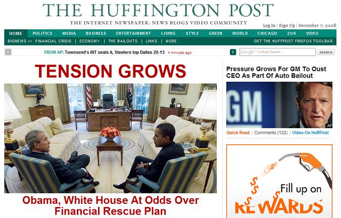 The Huffington Post homepage