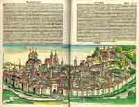 A woodcut from the Nuremberg Chronicle, showing Erfurt, 1493.