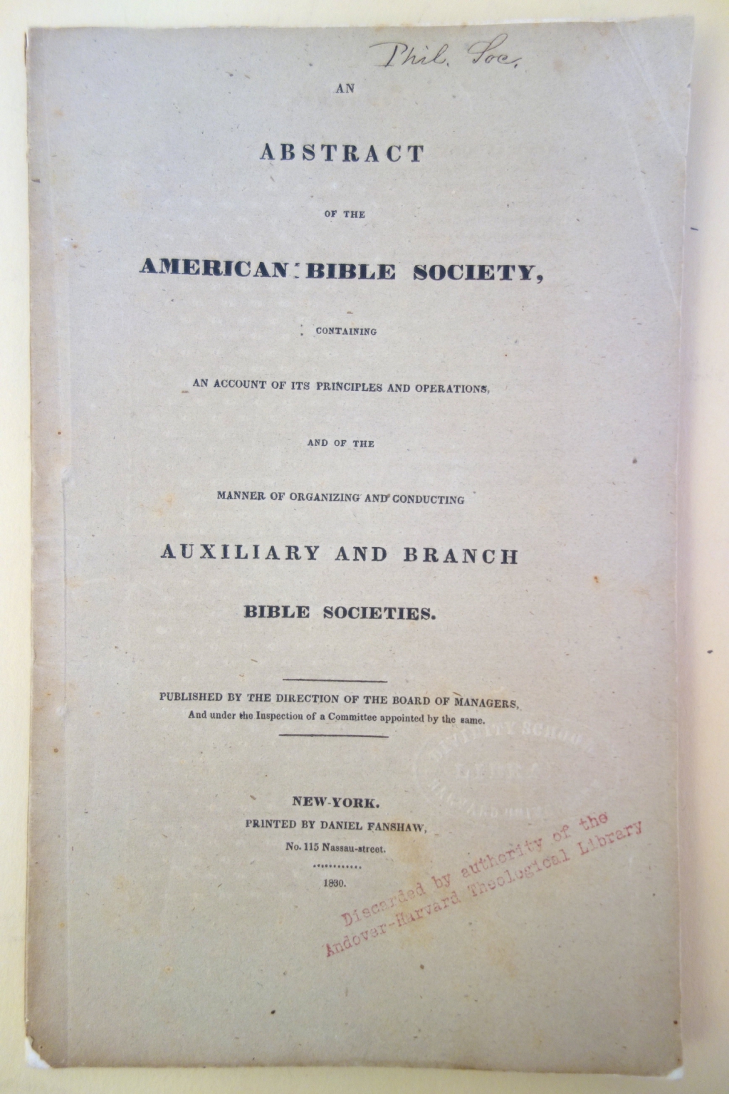 Abstract of the American Bible Society