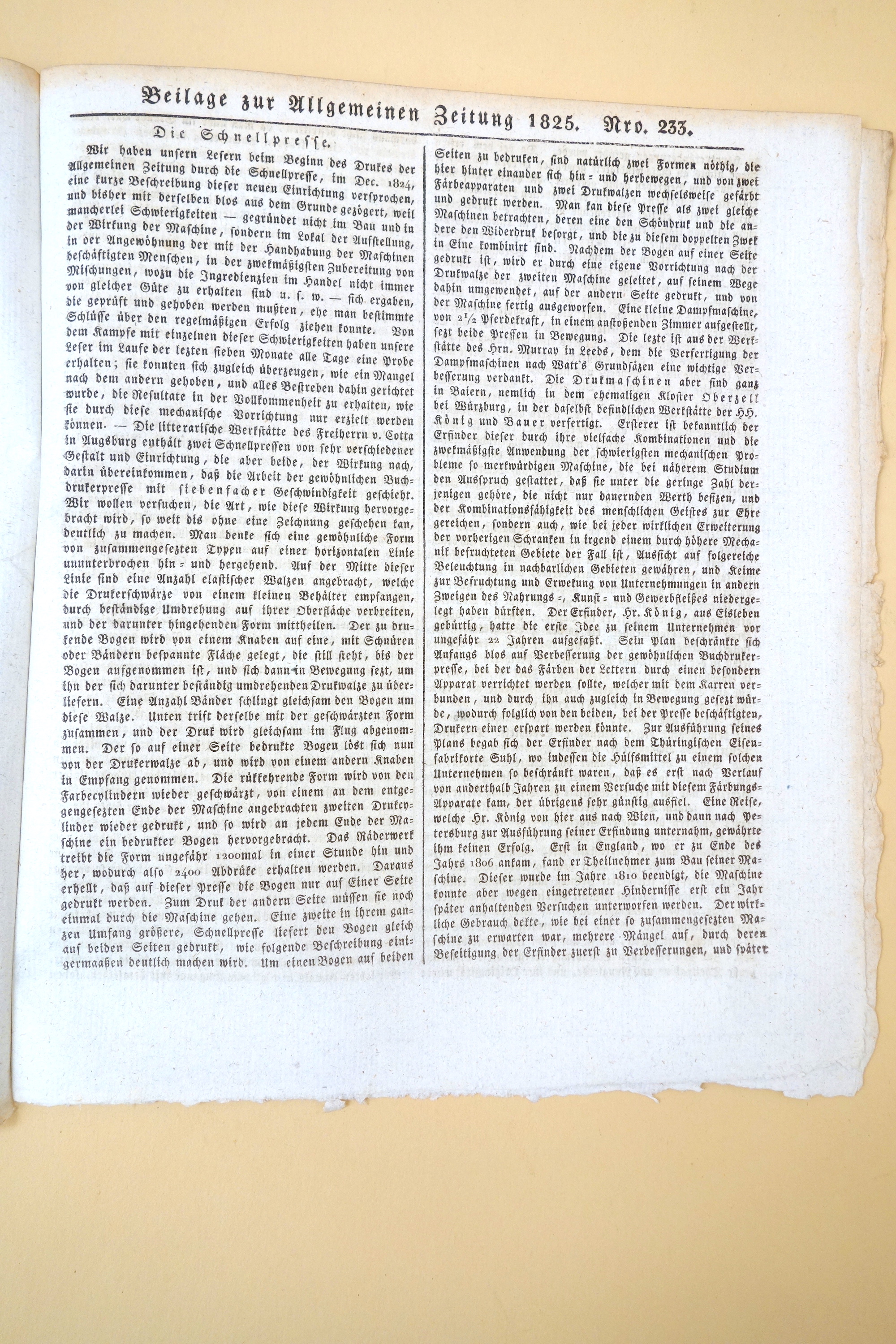 This was probably the first detailed article on mechanized printing published in Germany.