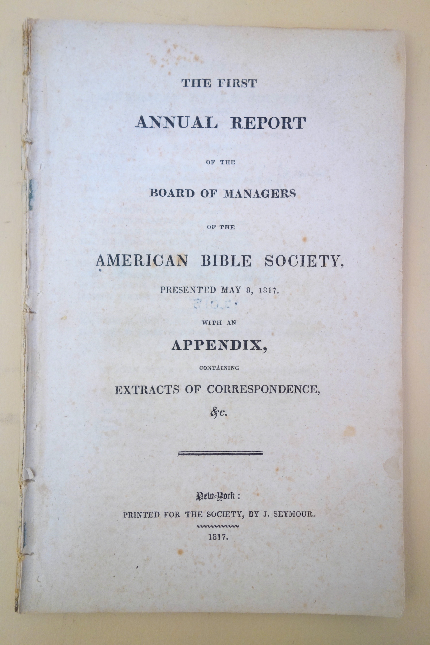 First Annual Report of the American Bible Society