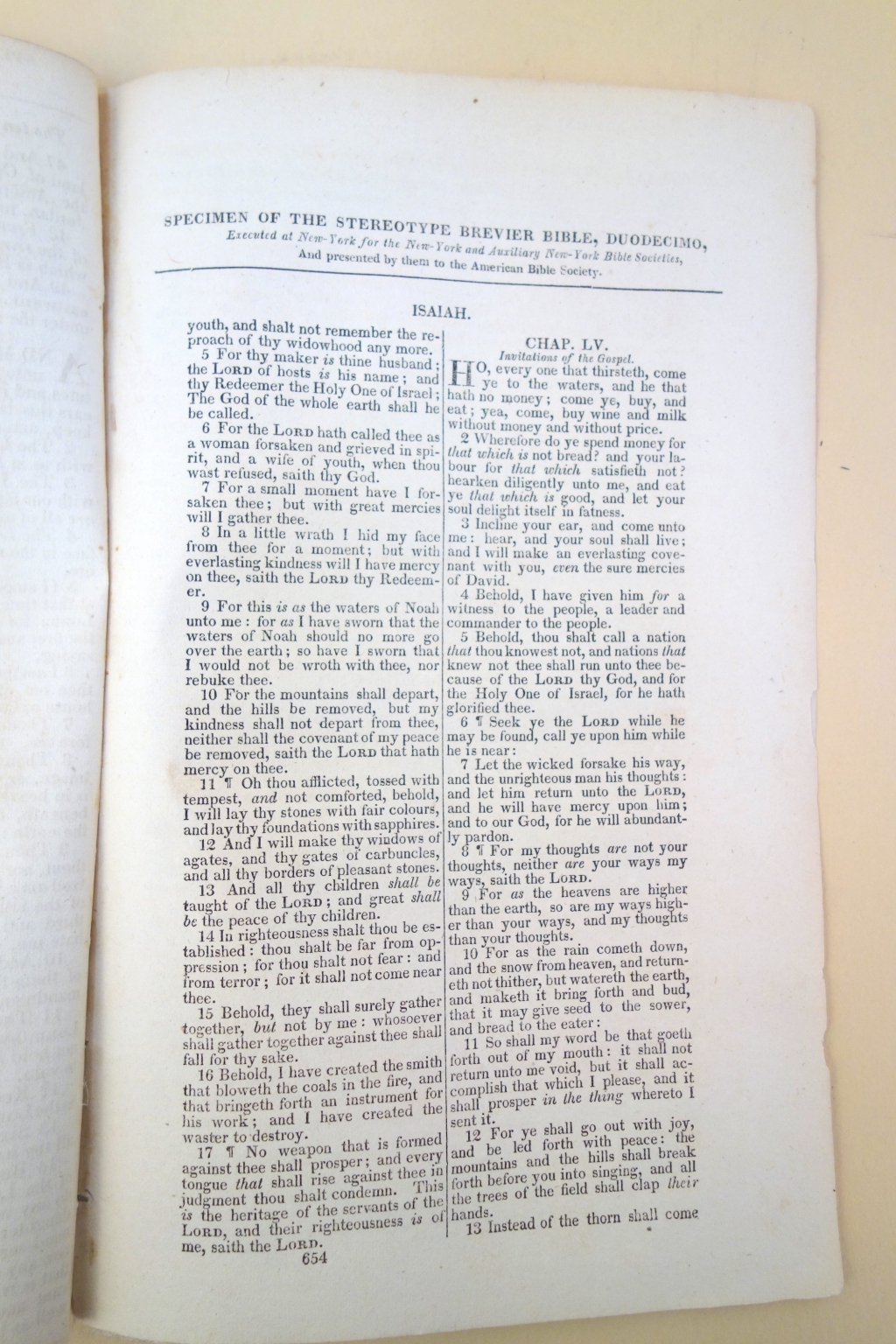 Specimen page in report of American Bible Society