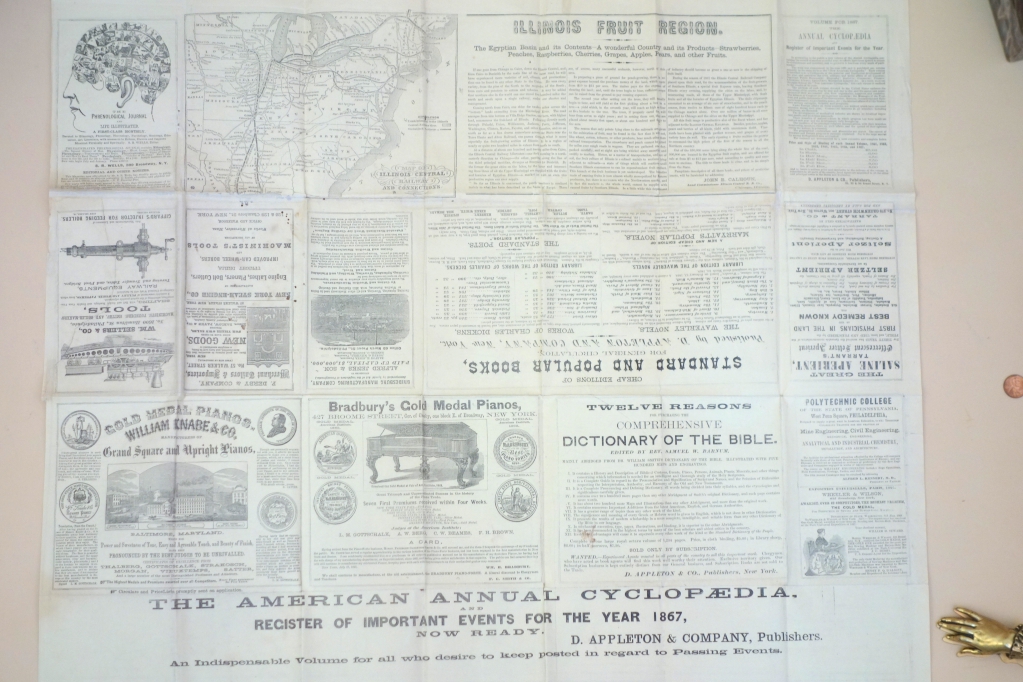 Ads on the back of Appleton's Railway map.