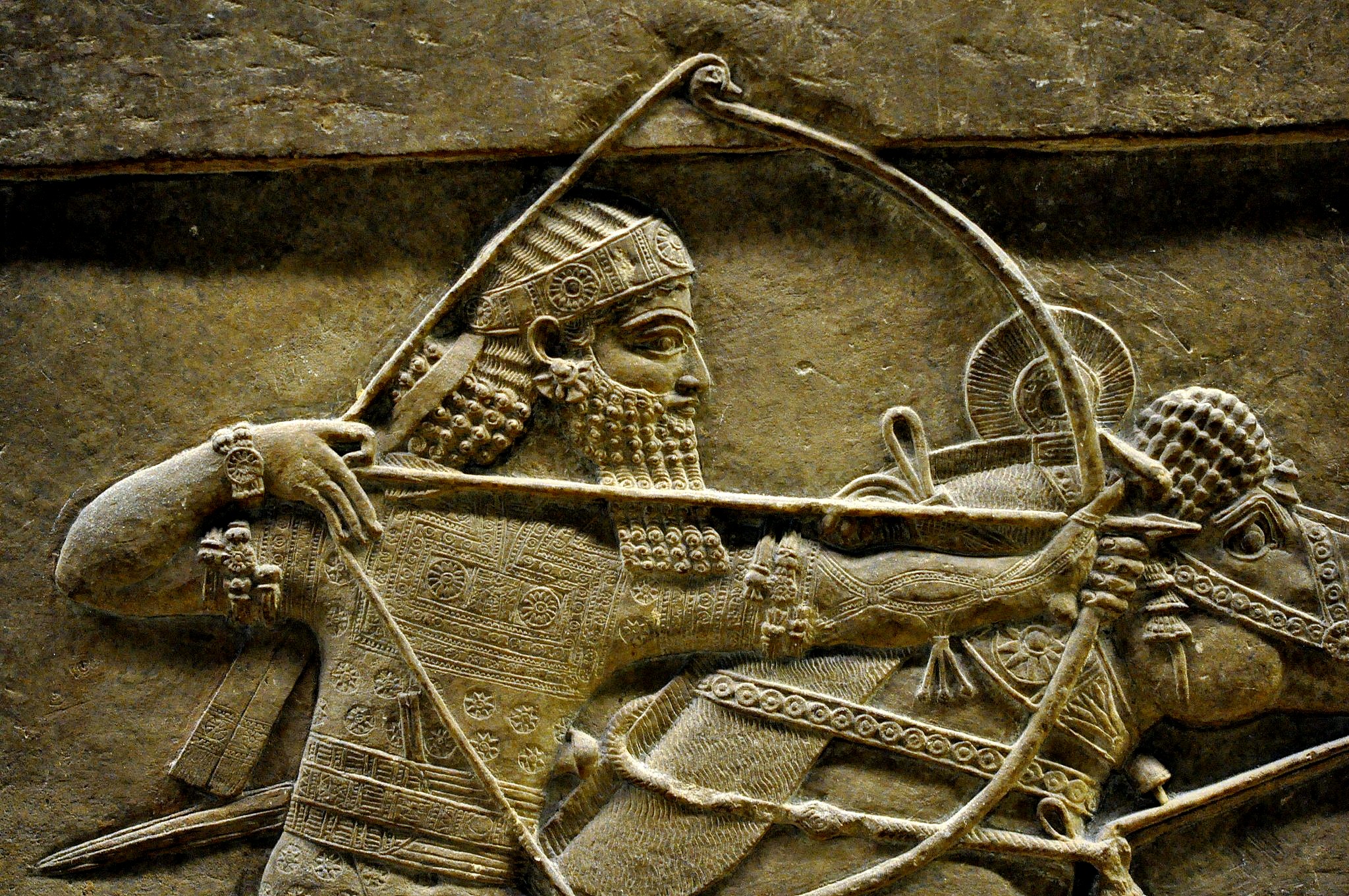 Ashurbanipal II, detail of a lion hunt scene from Nineveh, 7th century BC, the British Museum