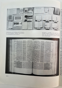 The second page of images that Barker published with his German-language article on the Printing and the Mind of Man exhibition. This one shows how some books were displayed in the exhibition