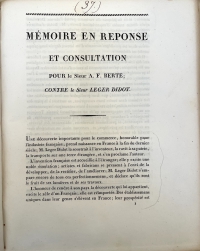 Berte's privately printed response to Didot's suit for patent infringement.