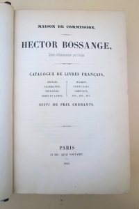 Bossange catalogue title page