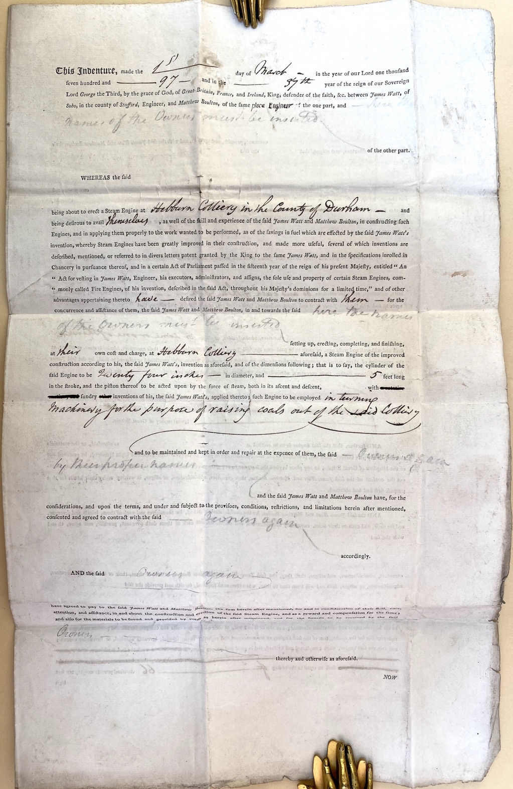 First page of the Boulton & Watt contract.