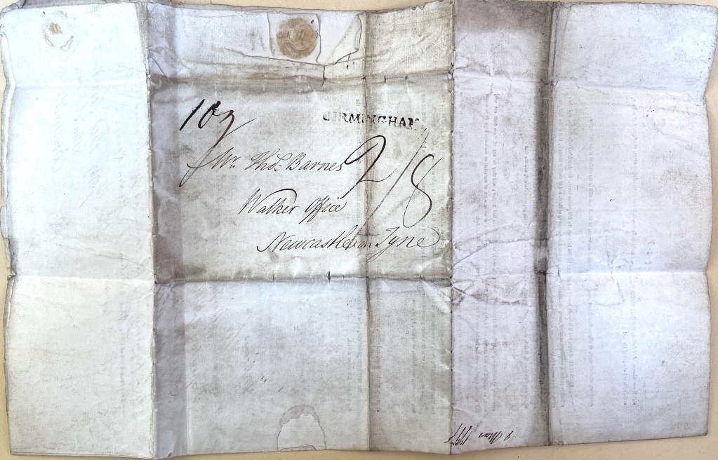 Adress page of the Boulton & Watt contract.