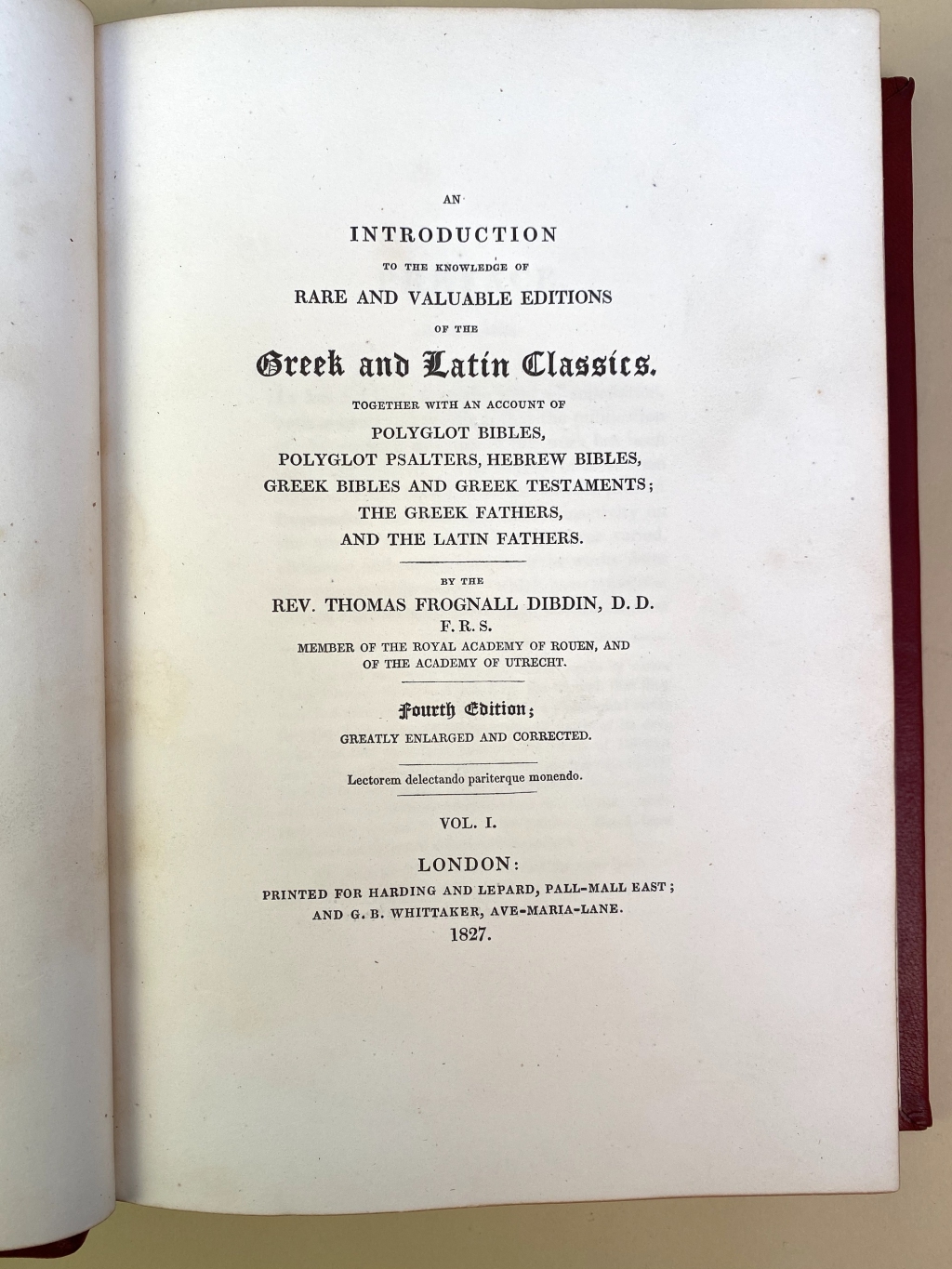 Title page of Dibdin Greek & Latin Classics, vol. 1