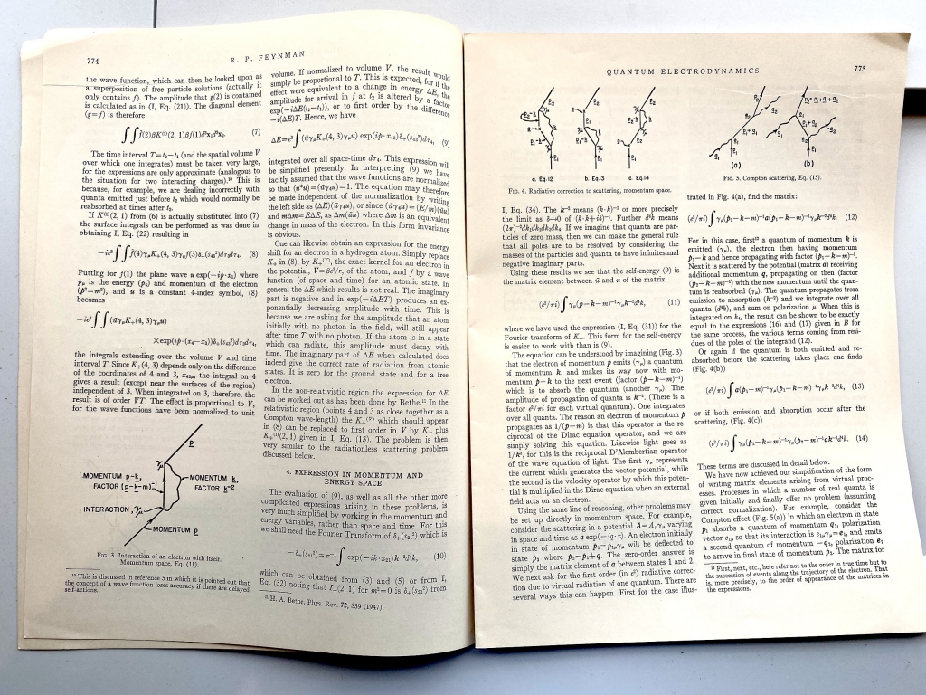 Feynman paper showing first publication of Feynman diagrams