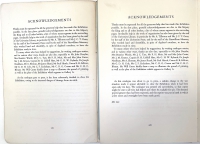 Acknowledgement pages of the first and second printings of the exhibition catalogue, with the first printing on the left.