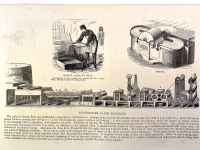 A mid-19th century comparison of making paper by hand and by machine, stating that a single Fourdrinier machine as refined by Donkin and Dickinson, made roughly twenty times as much paper as 