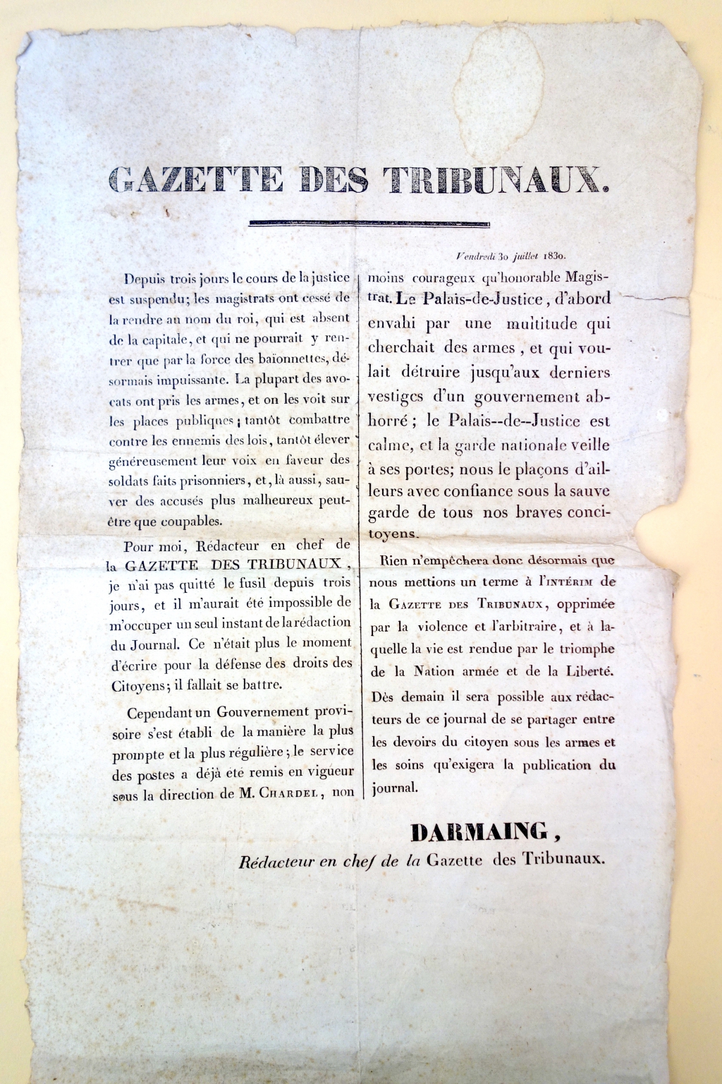 Darmaing Resumes Publication of - Gazette Des Tribunaux Broadside 2021 01 03T20 17 55 08 00 Big 
