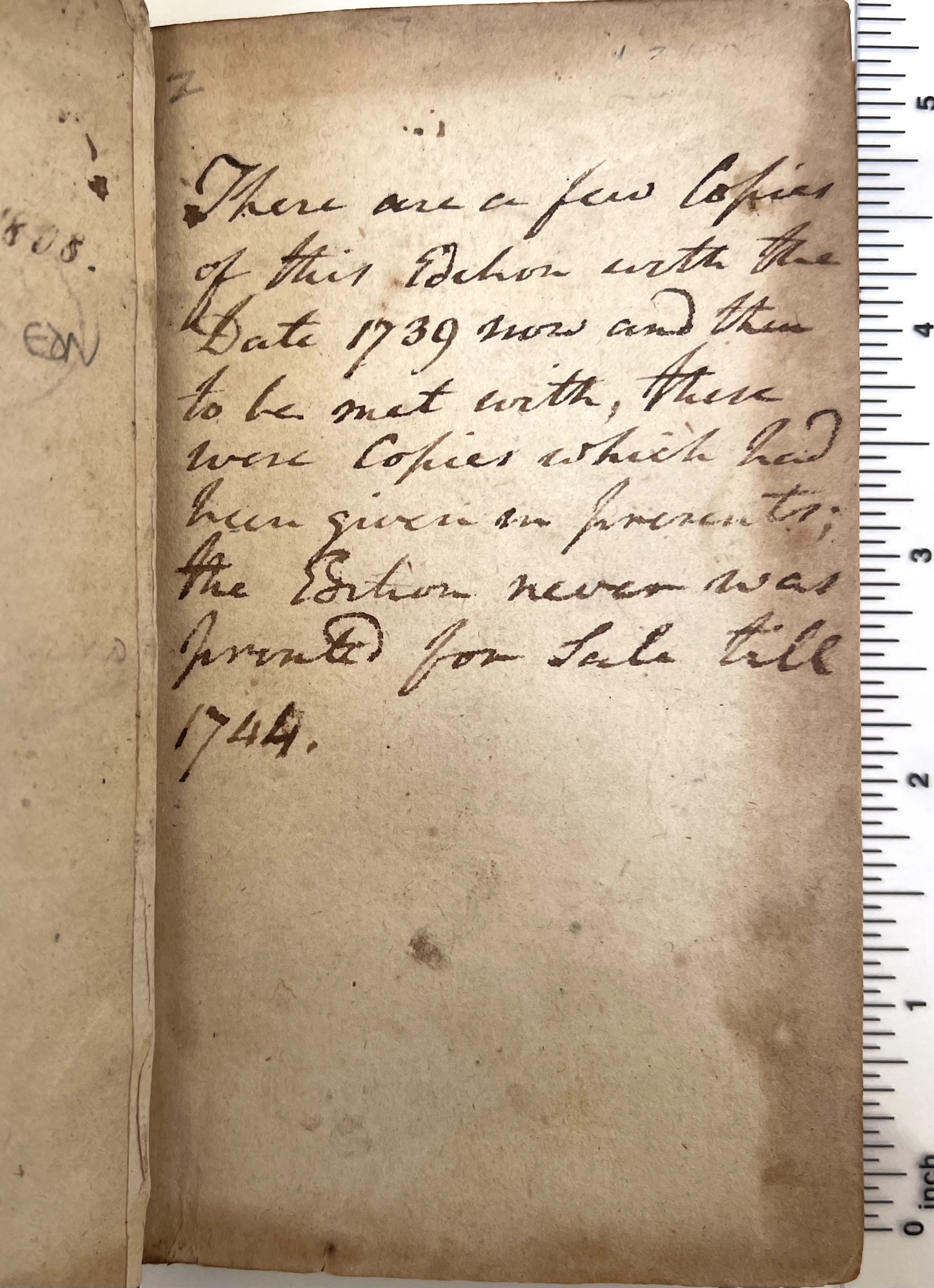 MS note about 1739 edition in the 1744 edition of Ged's Sallust